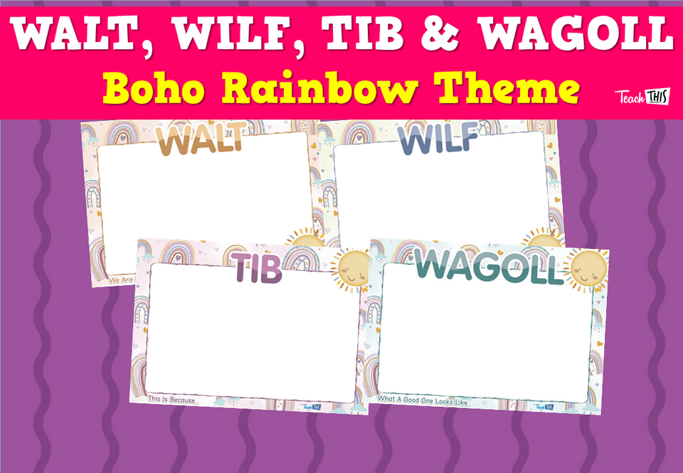 WALT, WILF, TIB & WAGOLL Posters - Boho Rainbow Theme