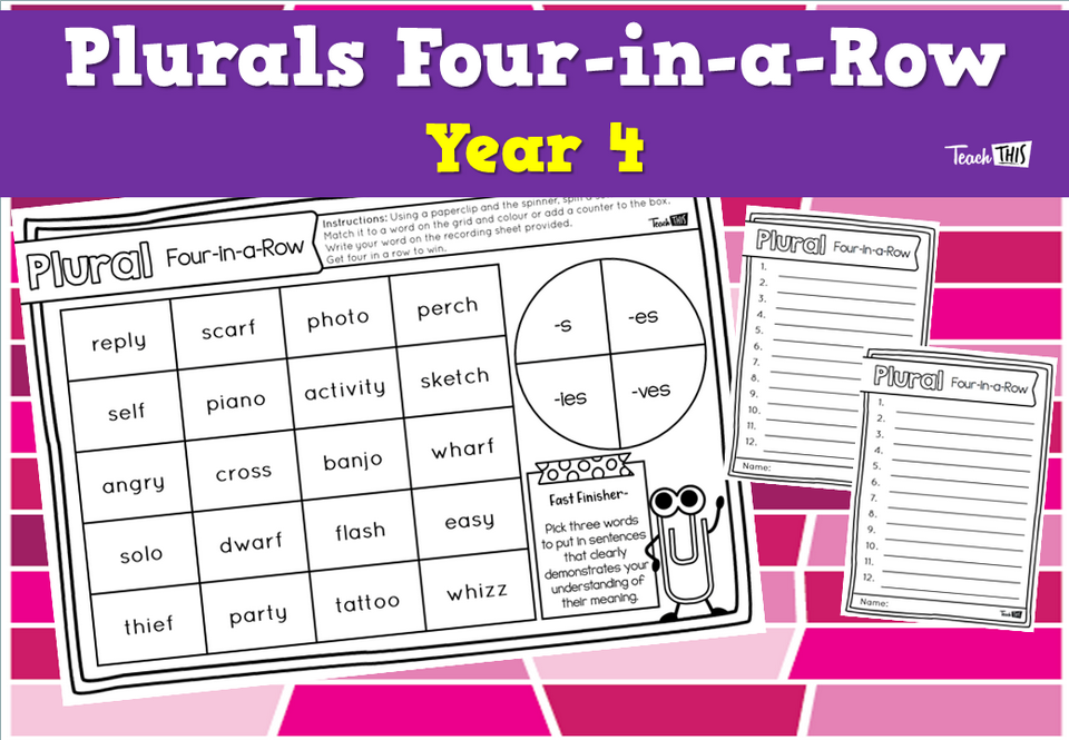 Plurals- Four-in-a-Row- Year 4