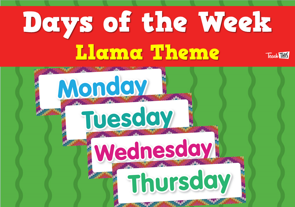 Days of the Week - Llama Theme