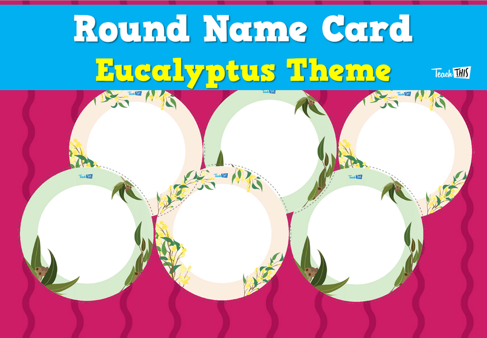 Round Name Card - Eucalyptus Theme