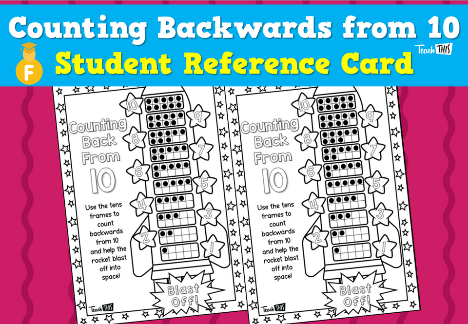 Counting Backwards from 10 – Student Reference Card
