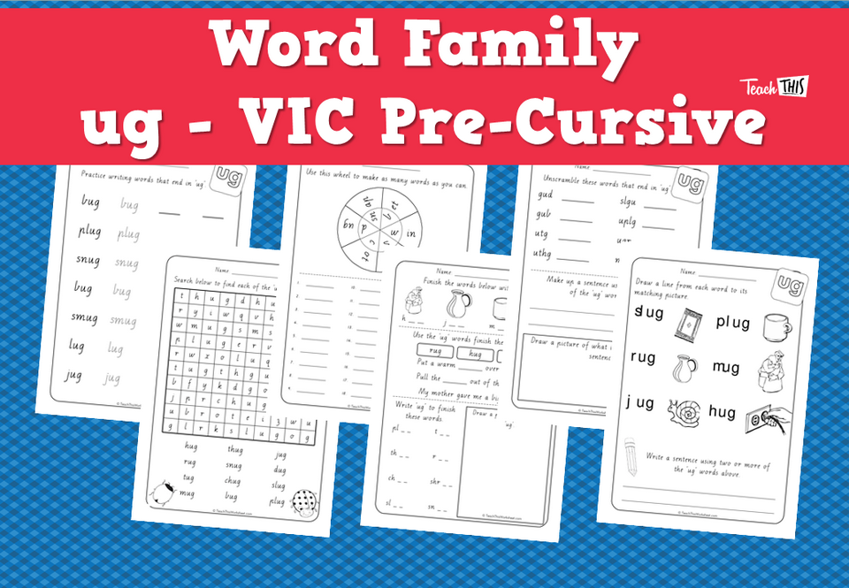 Word Family - ug - VIC Pre-Cursive