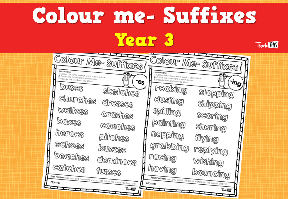 Colour me- Suffixes- Year 3