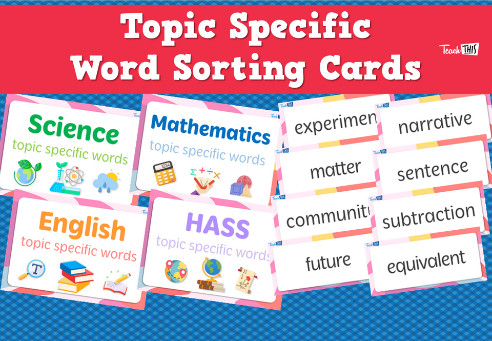 Topic Specific Word Sorting Cards