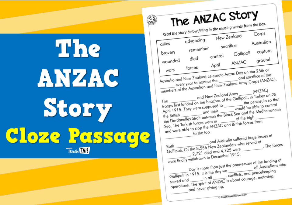 The ANZAC Story Cloze Passage