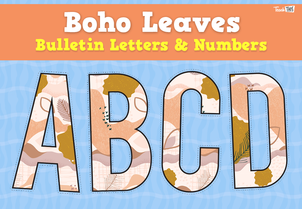 Boho Leaves – Bulletin Letters & Numbers