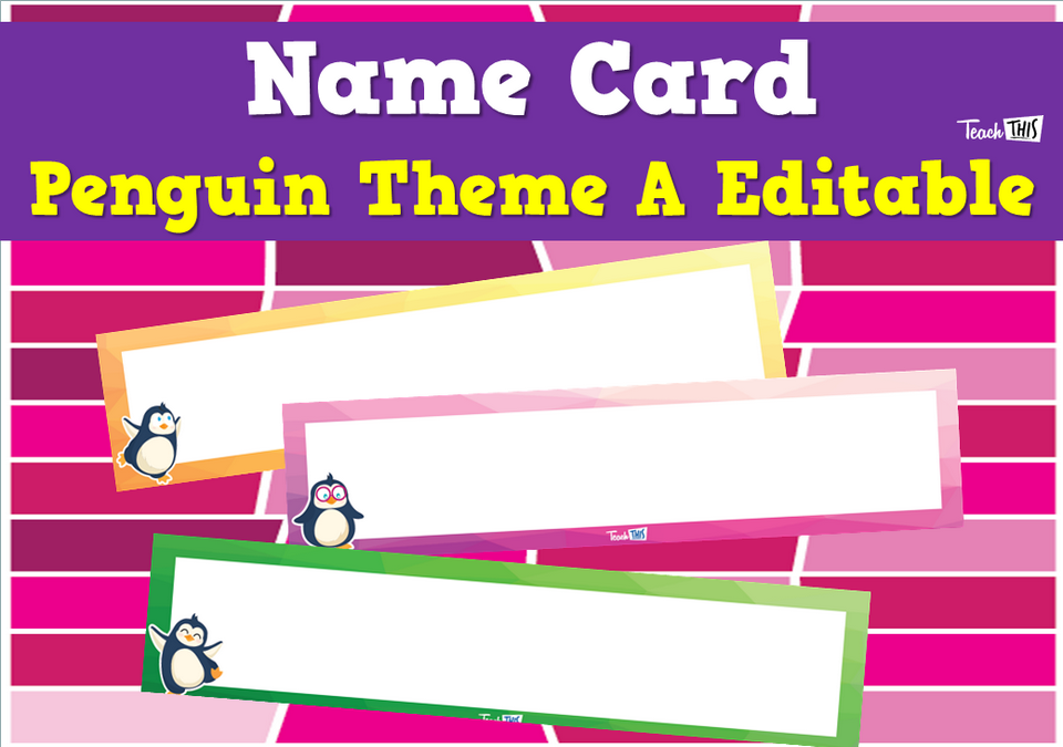 Name Card - Penguin Theme A Editable