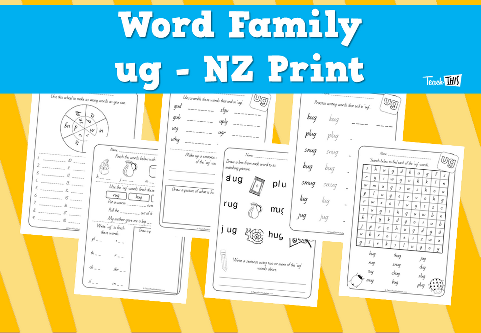 Word Family - ug - NZ Print