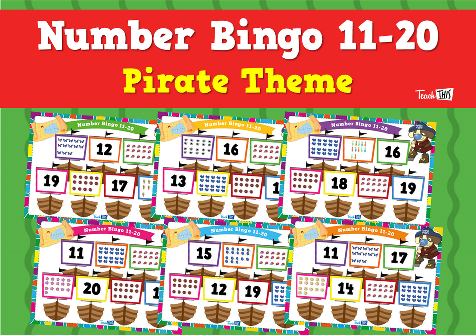 Number Bingo 11-20 - Pirate Theme