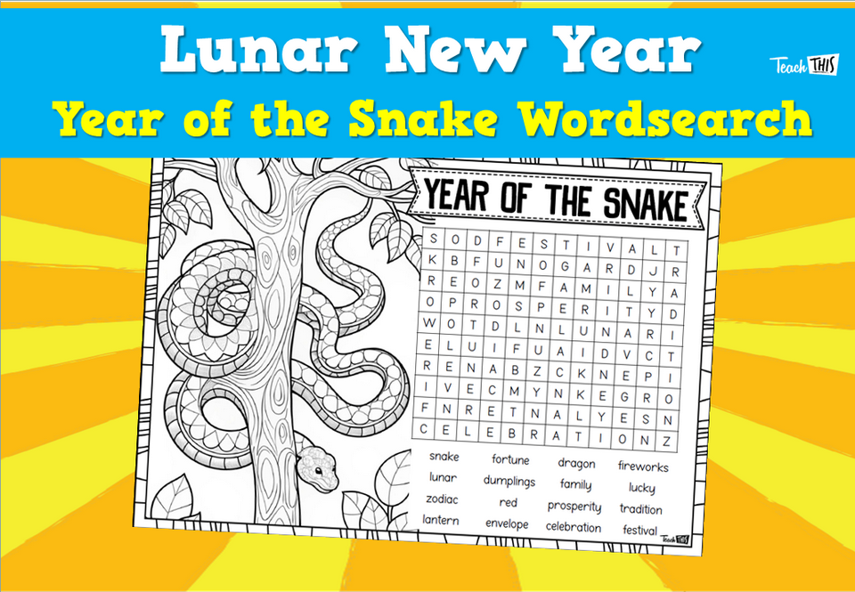 Lunar New Year - Year of the Snake Wordsearch