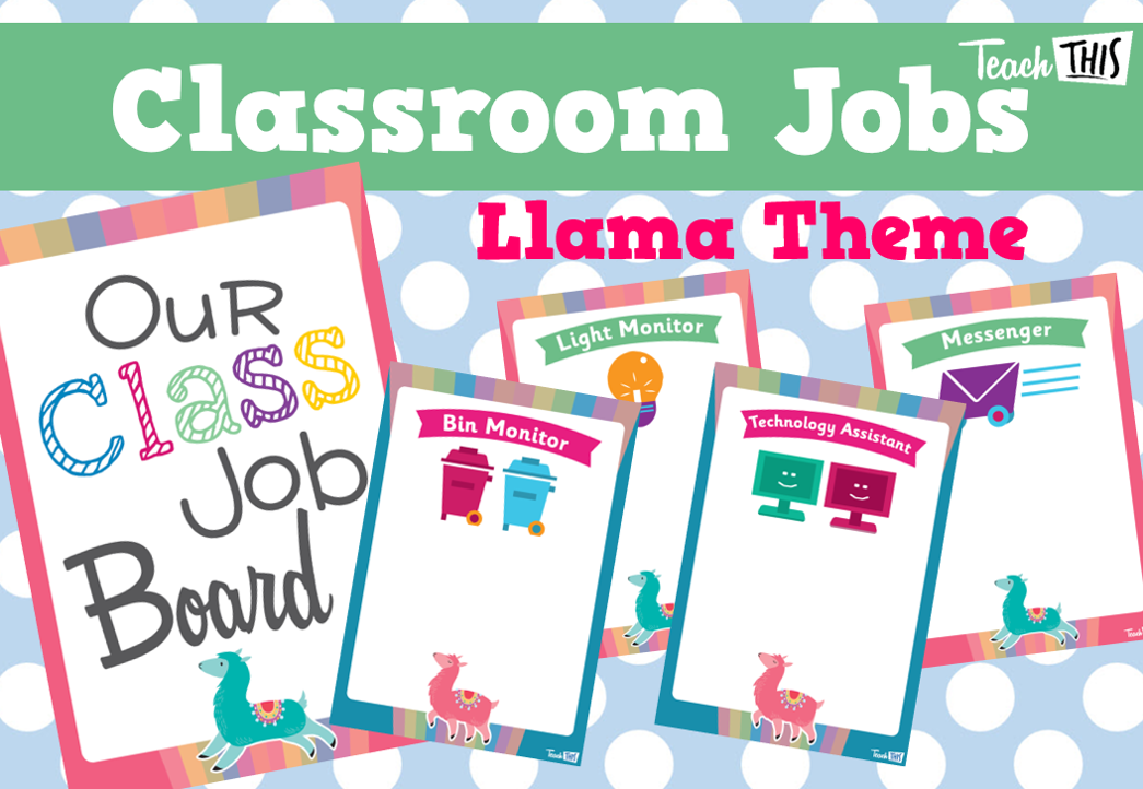 Classroom Jobs A4 - Llama Theme