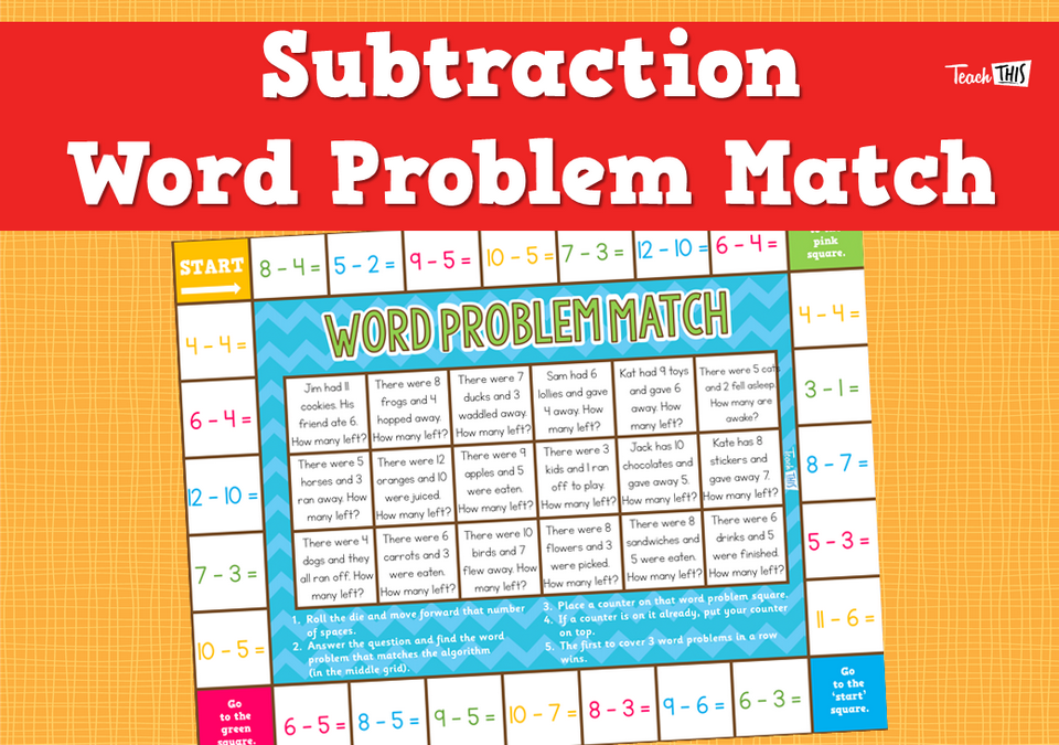 Subtraction Word Problem Match