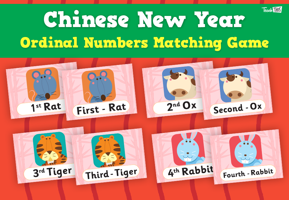 Chinese New Year - Ordinal Numbers Matching Game