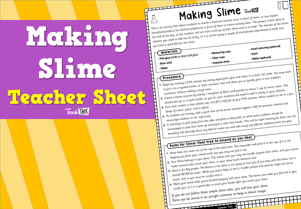 Making Slime - Teacher Sheet
