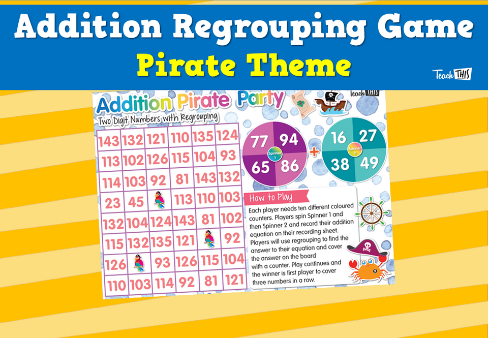 Addition Regrouping Game - Pirate Theme