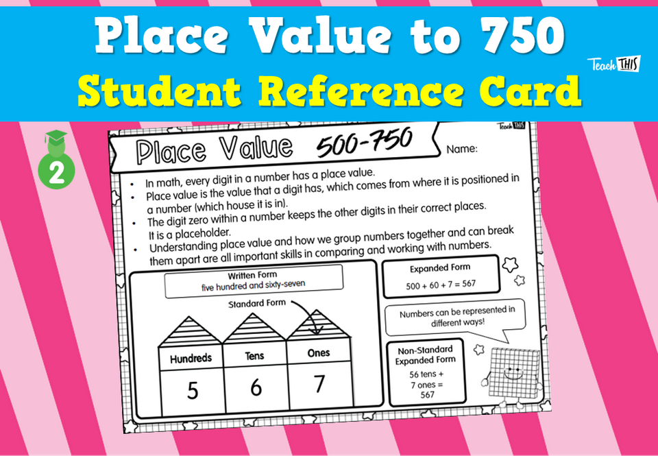 Place Value to 750 -  Student Reference Card
