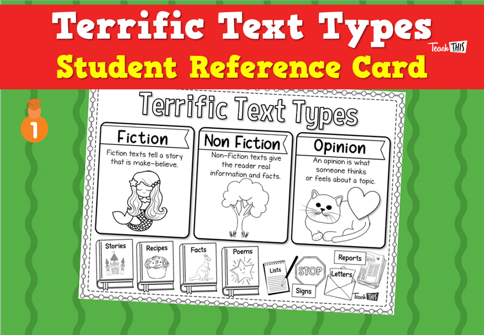 Terrific Text Types – Student Reference Card
