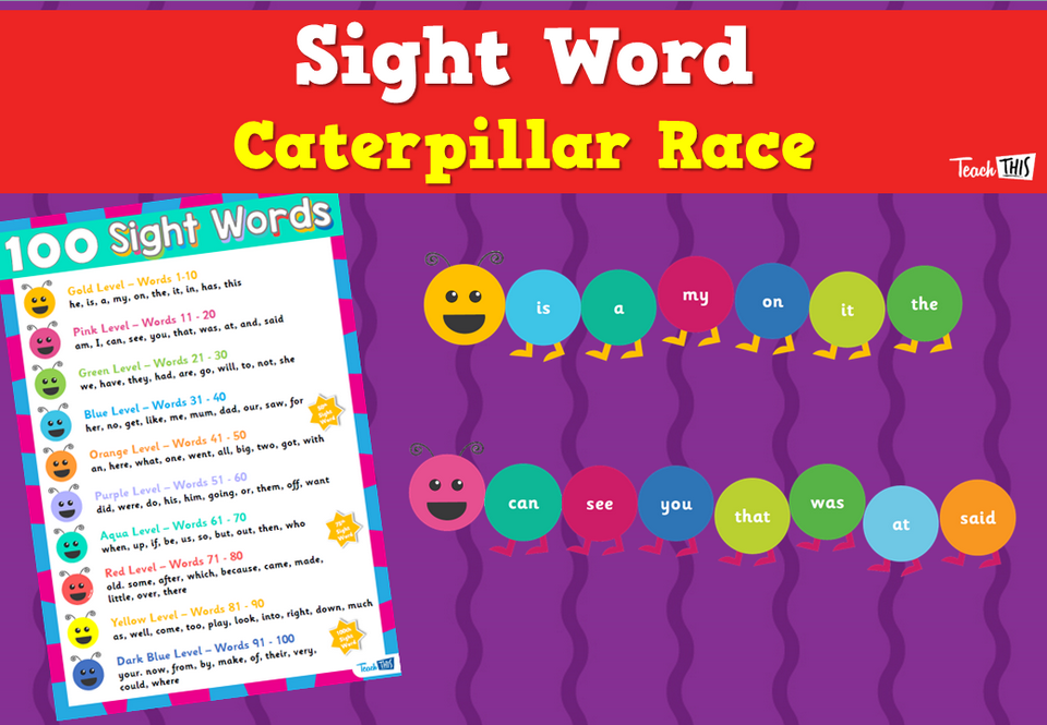 Sight Word Caterpillar Race