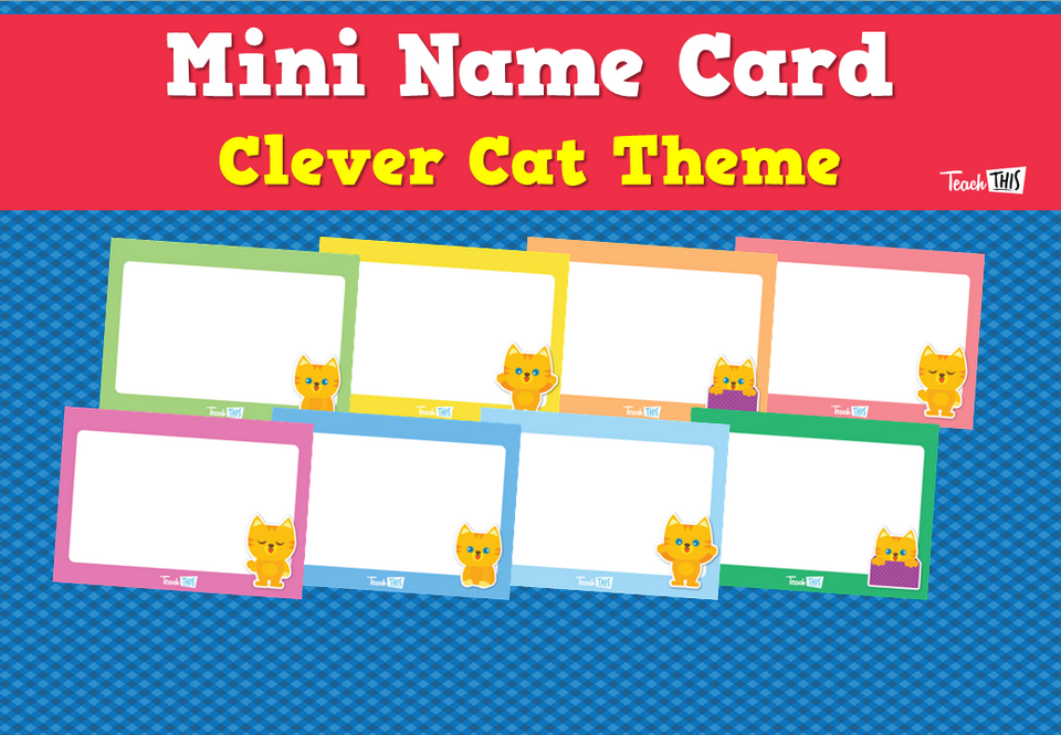 Mini Name Card - Clever Cat Theme