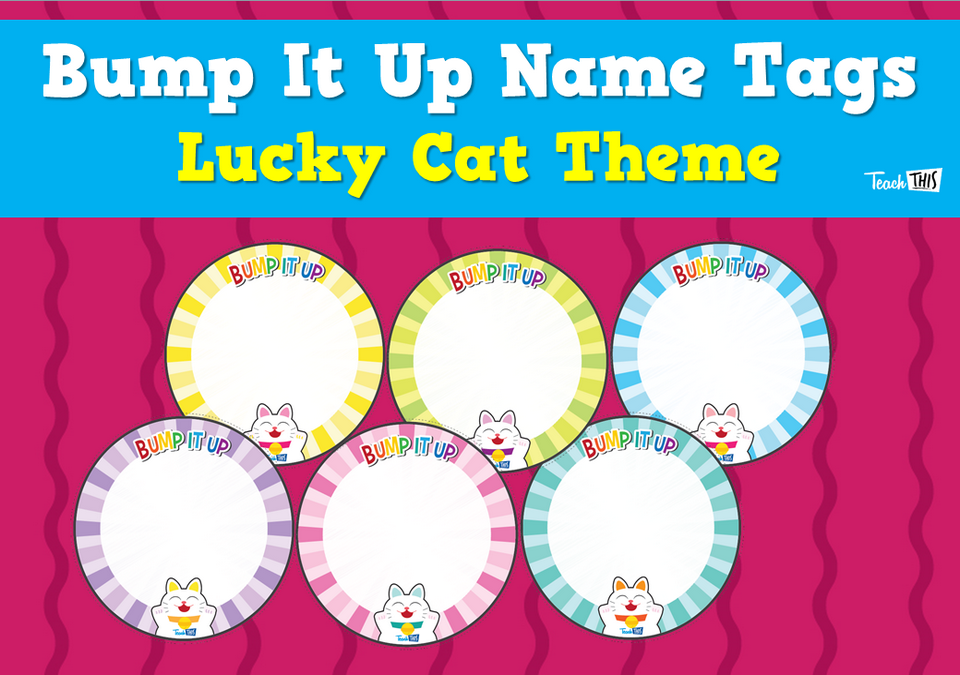 Bump It Up Name Tags - Lucky Cat Theme