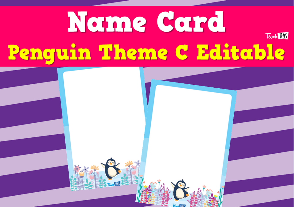 Name Card - Penguin Theme C Editable