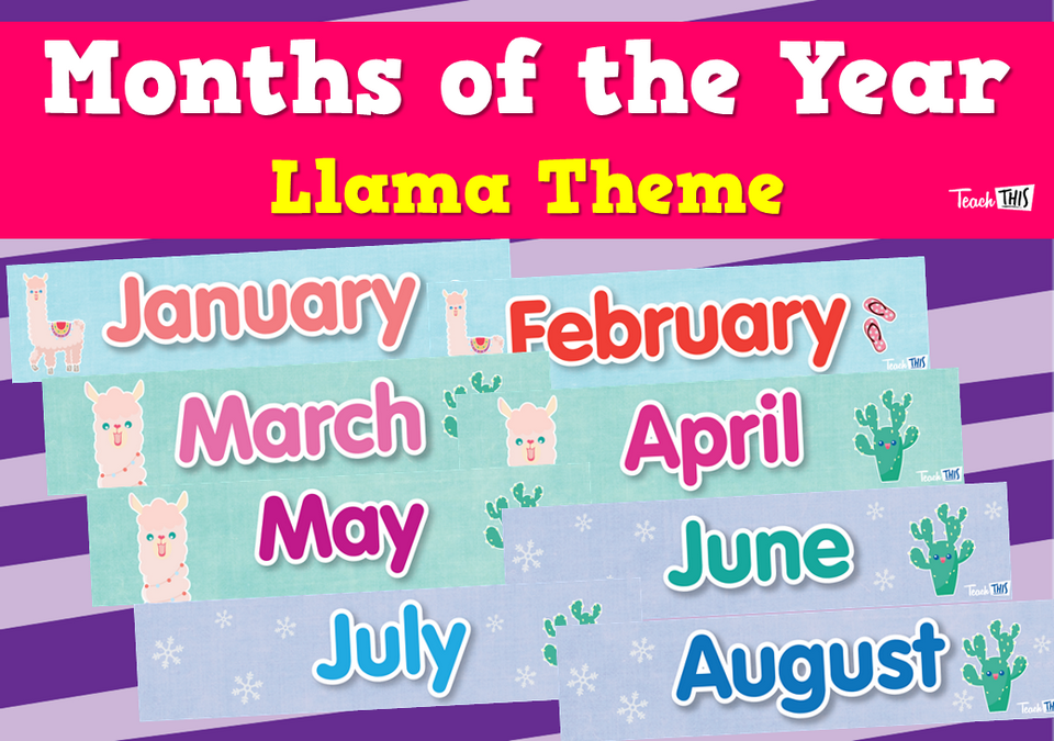 Months of the Year - Llama Theme