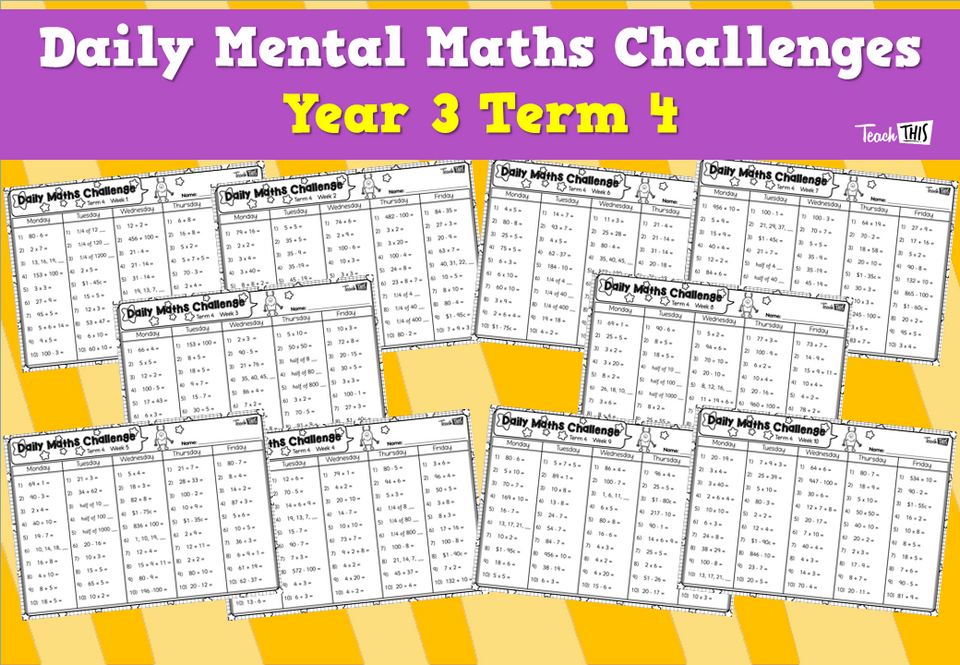 Daily Mental Maths Challenges - Year 3 Term 4