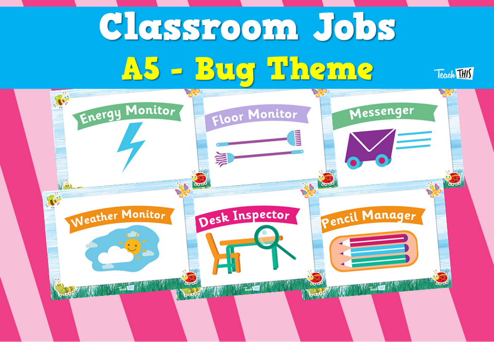 Classroom Jobs A5 - Bug Theme