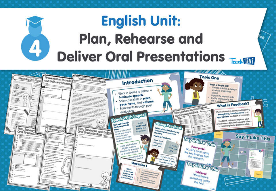 English Unit: Plan, Rehearse and Deliver Oral Presentations
