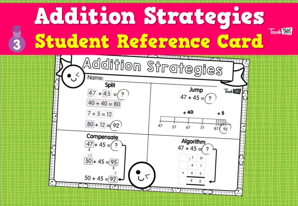 Addition Strategies - Student Reference Card