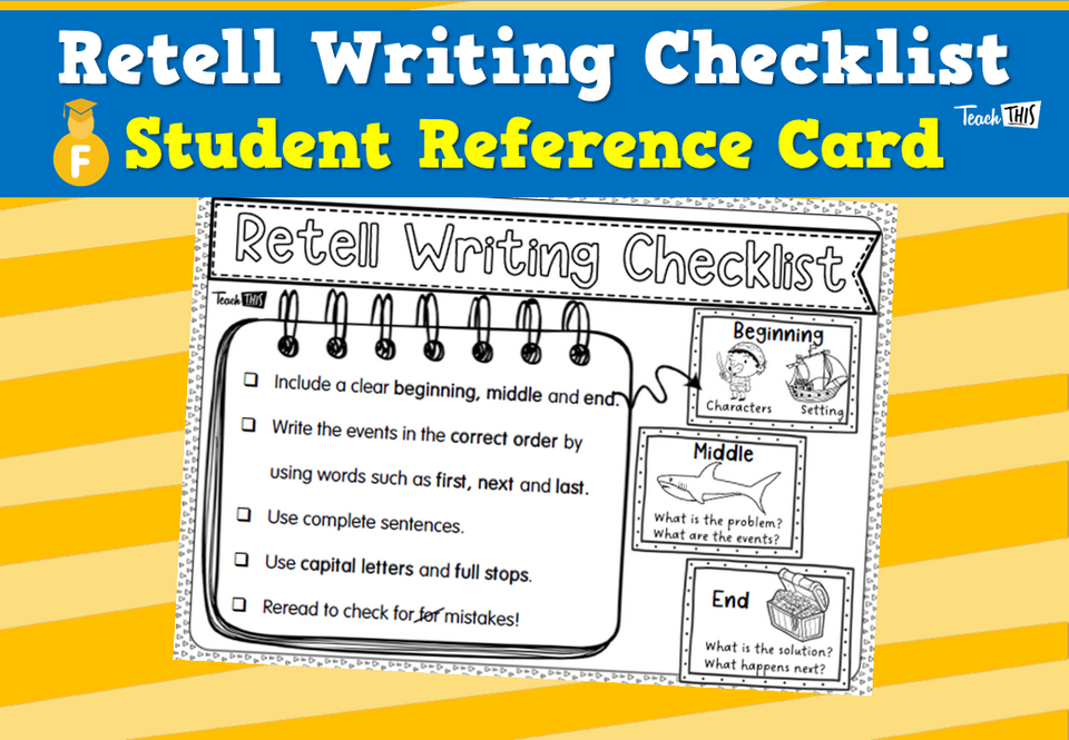 Retell Writing Checklist - Student Reference Card