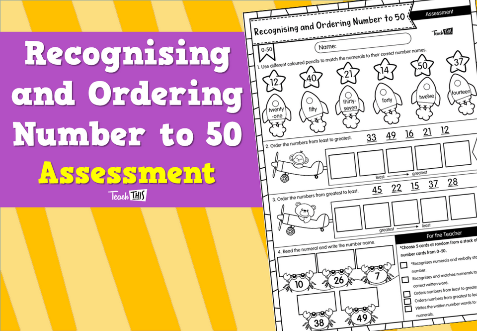 Recognising and Ordering Number to 50 Assessment