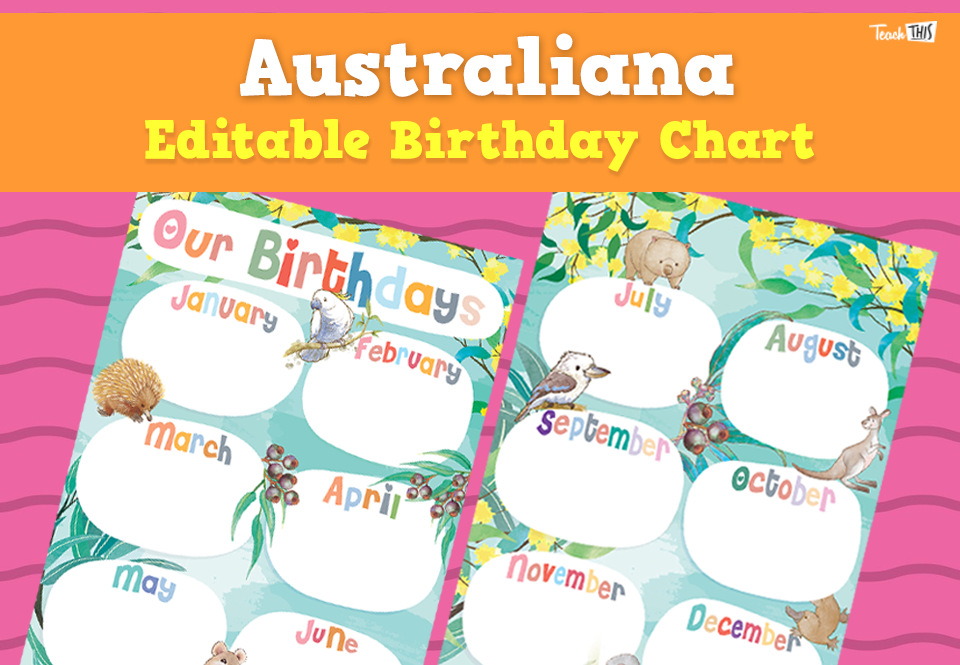 Australiana - Editable Birthday Chart
