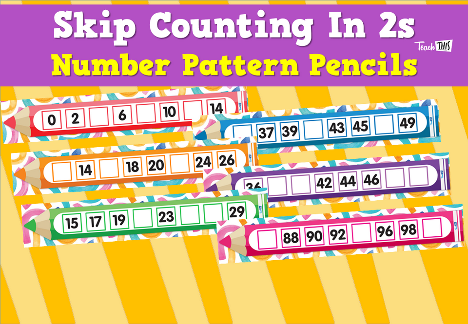 Skip Counting In 2s –Number Pattern Pencils