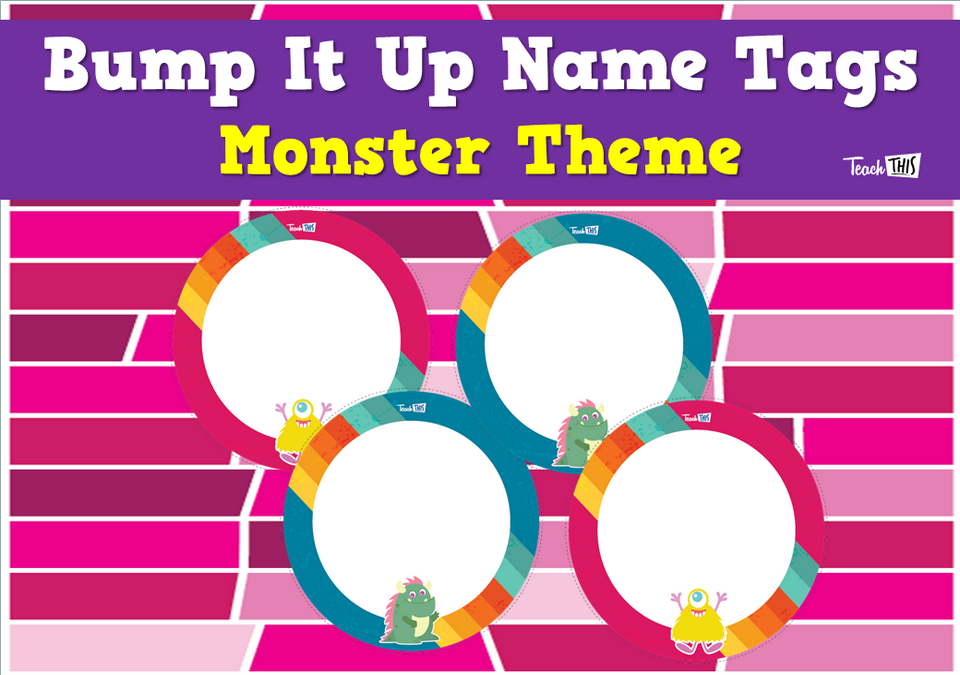 Bump It Up Name Tags - Monster Theme