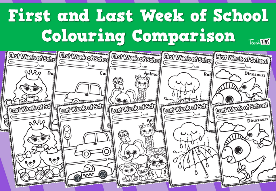 First and Last Week of School Colouring Comparison