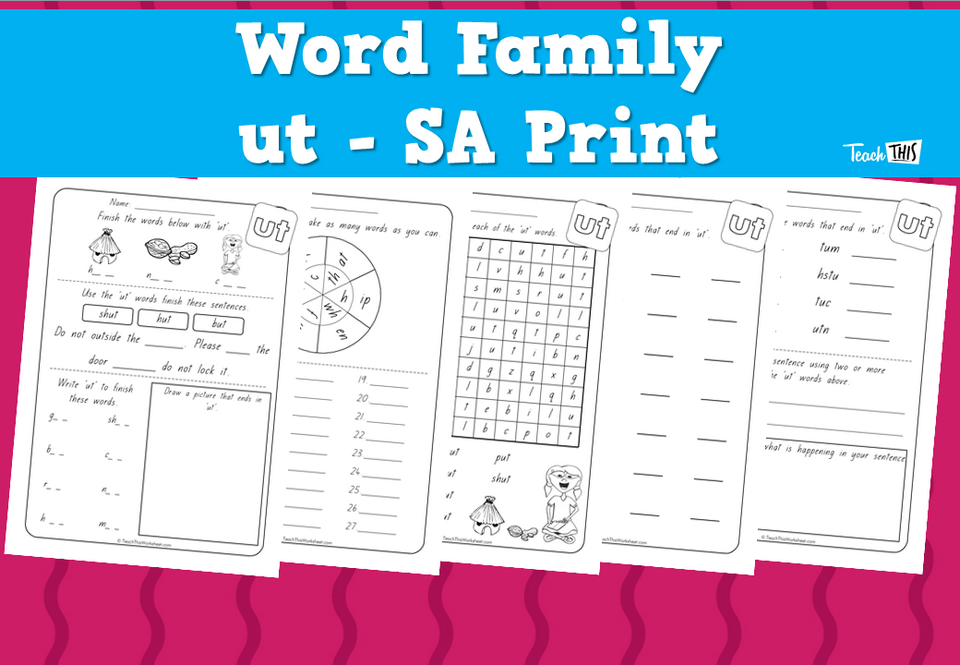 Word Family - ut - SA Print
