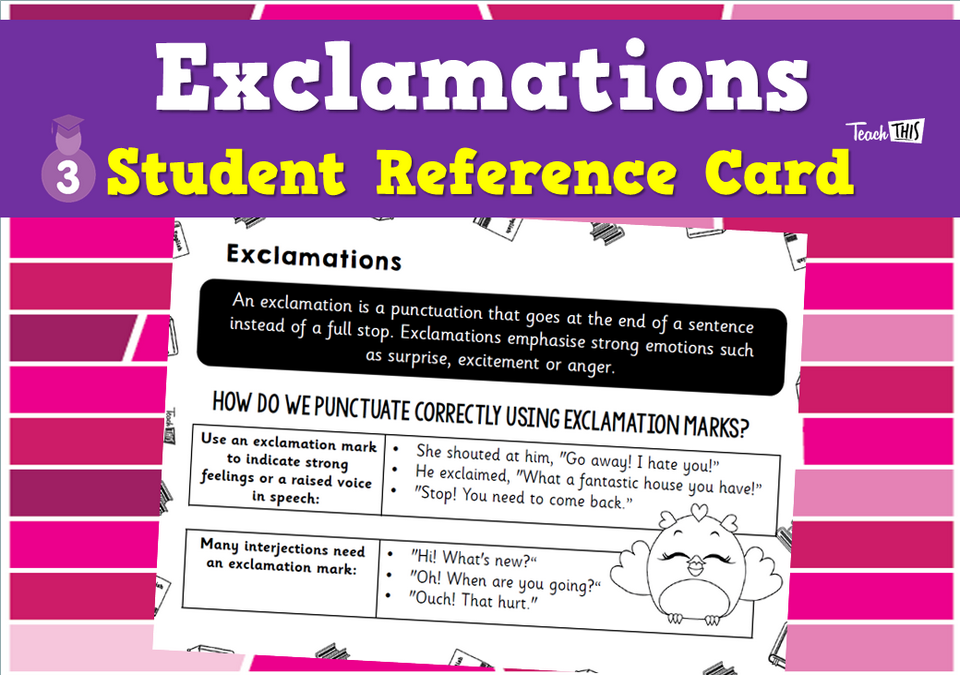 Exclamations - Student Reference Card
