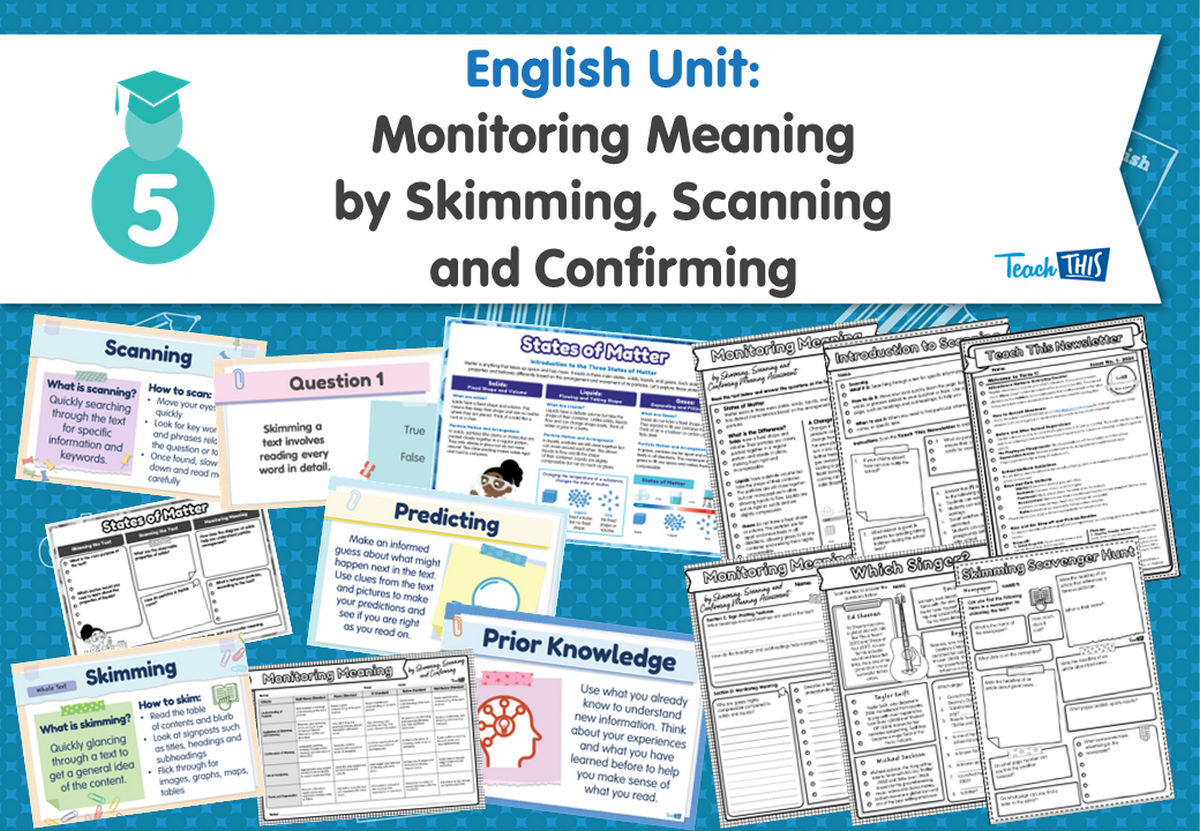 English Unit: Monitoring Meaning by Skimming, Scanning and Confirming