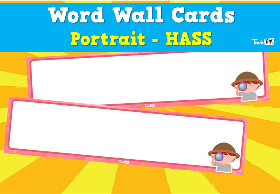 Word Wall Cards- Portrait- HASS