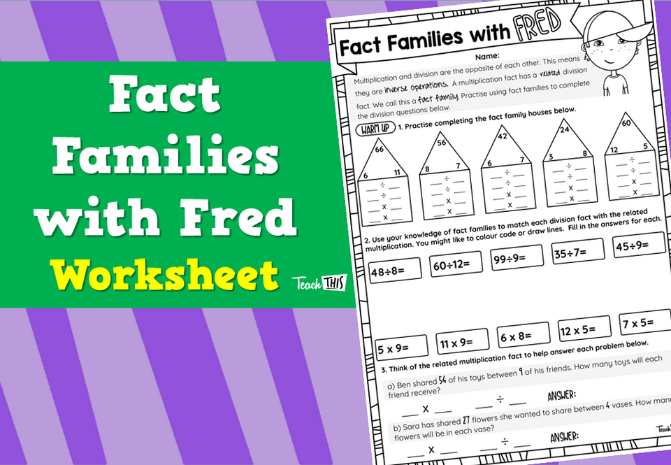 Fact Families with Fred - Worksheet