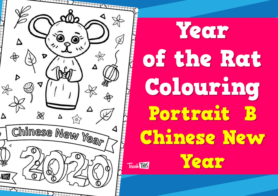 Year of the Rat Colouring Portrait B - Chinese New Year
