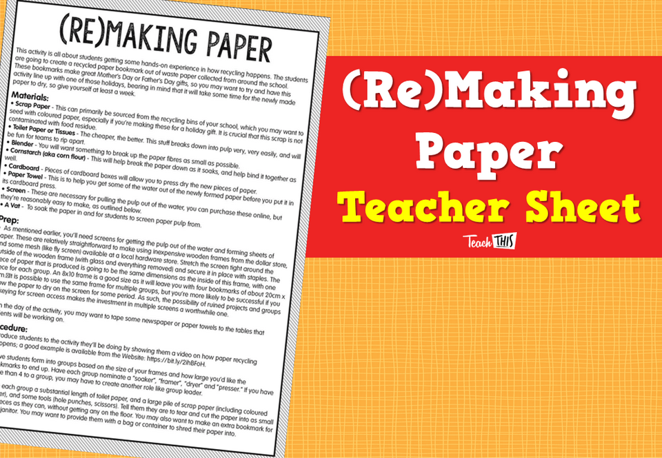 (Re)Making Paper - Teacher Sheet