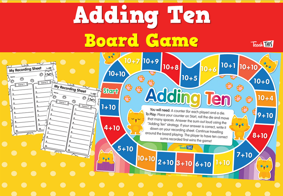 Adding Ten Game - Board Game