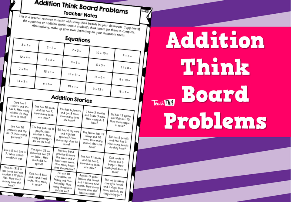 Addition Think Board Problems