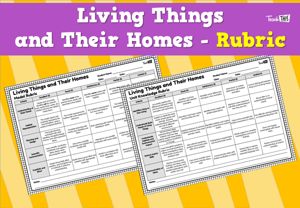 Living Things and Their Homes - Rubric