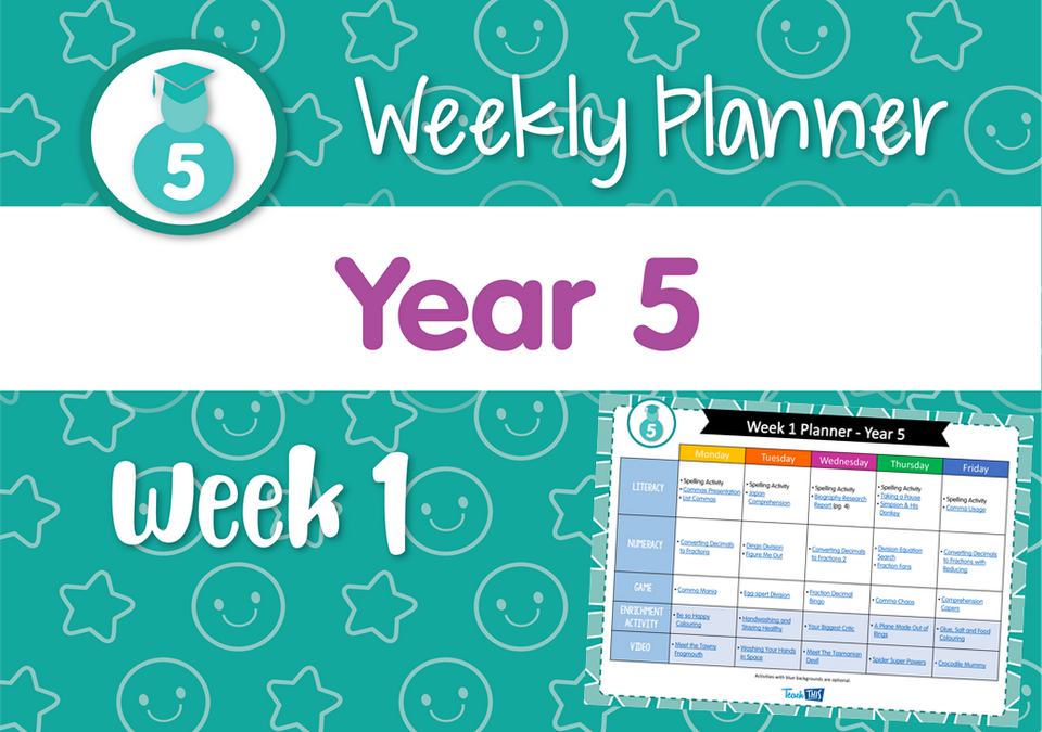 Weekly Planner - Year 5 Week 1