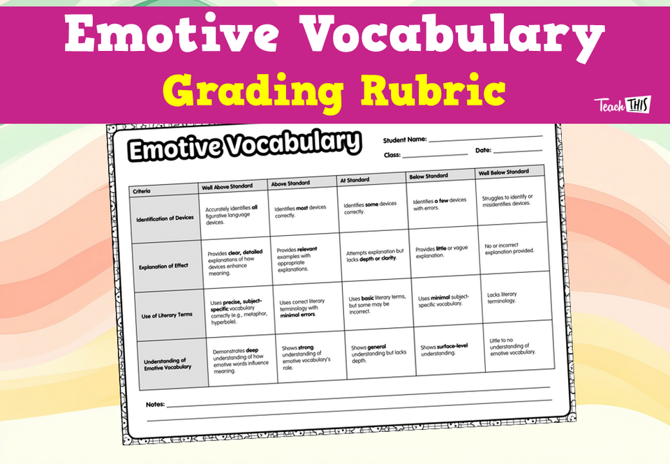 Emotive Vocabulary Grading Rubric