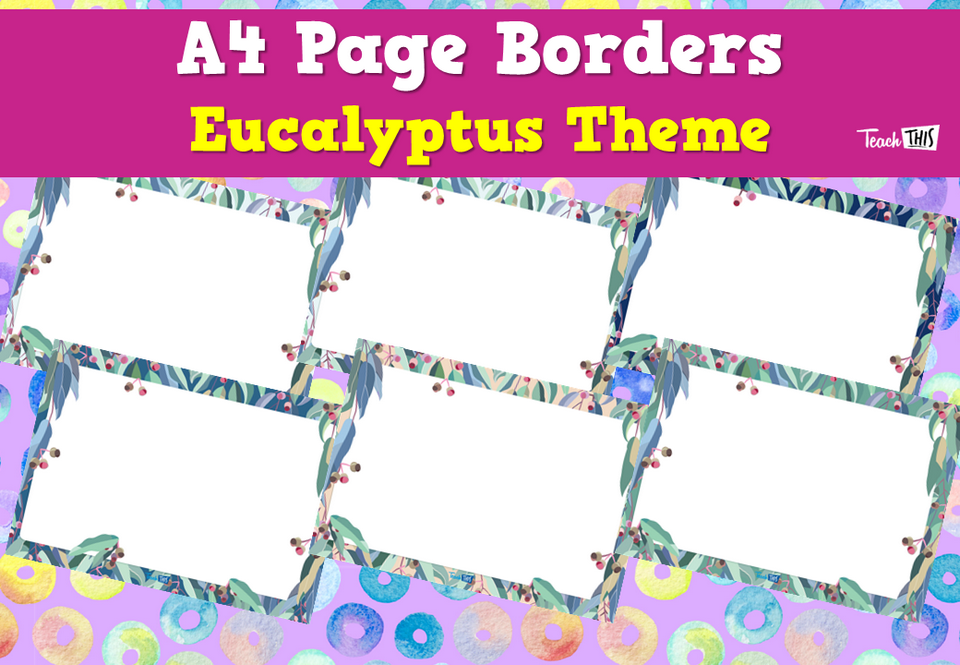 A4 Page Borders - Eucalyptus Theme