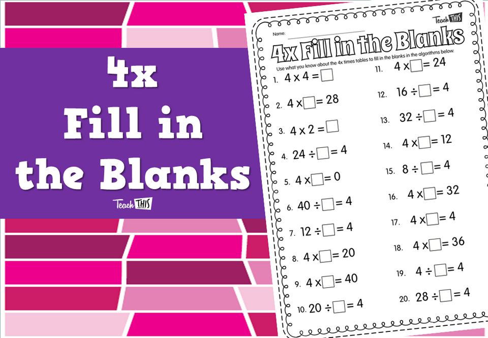 4x Fill in the Blanks